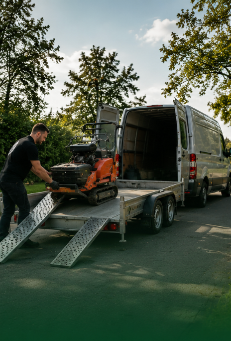 Bezorging van een machine door Leermans Verhuurt